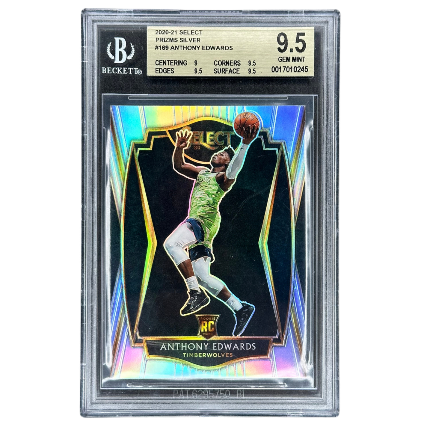 Anthony Edwards 2020 Select Silver Premiere Level RC Rookie Card BGS 9.5 #169