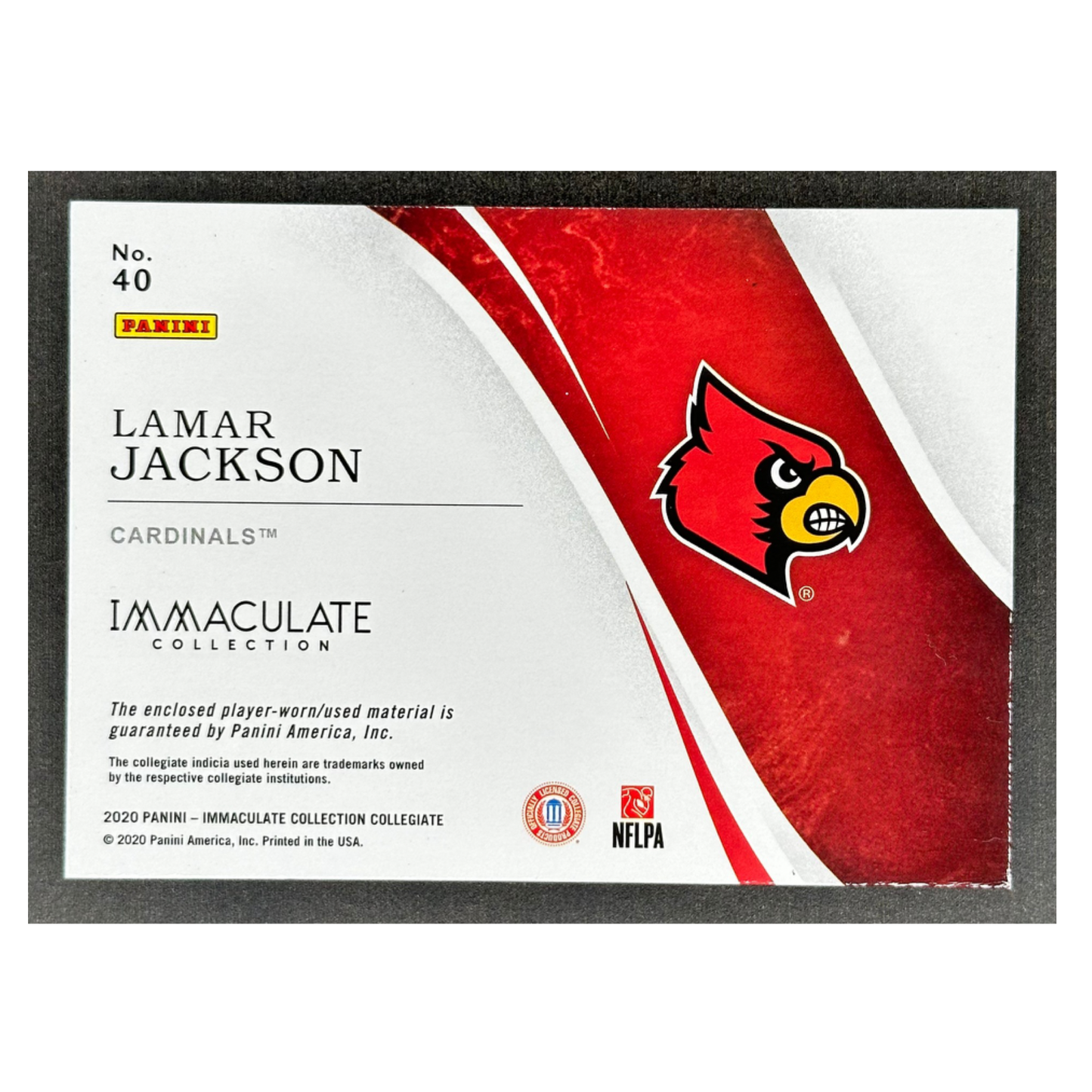 Lamar Jackson 2020 Immaculate Collegiate Patch 2/5 #40