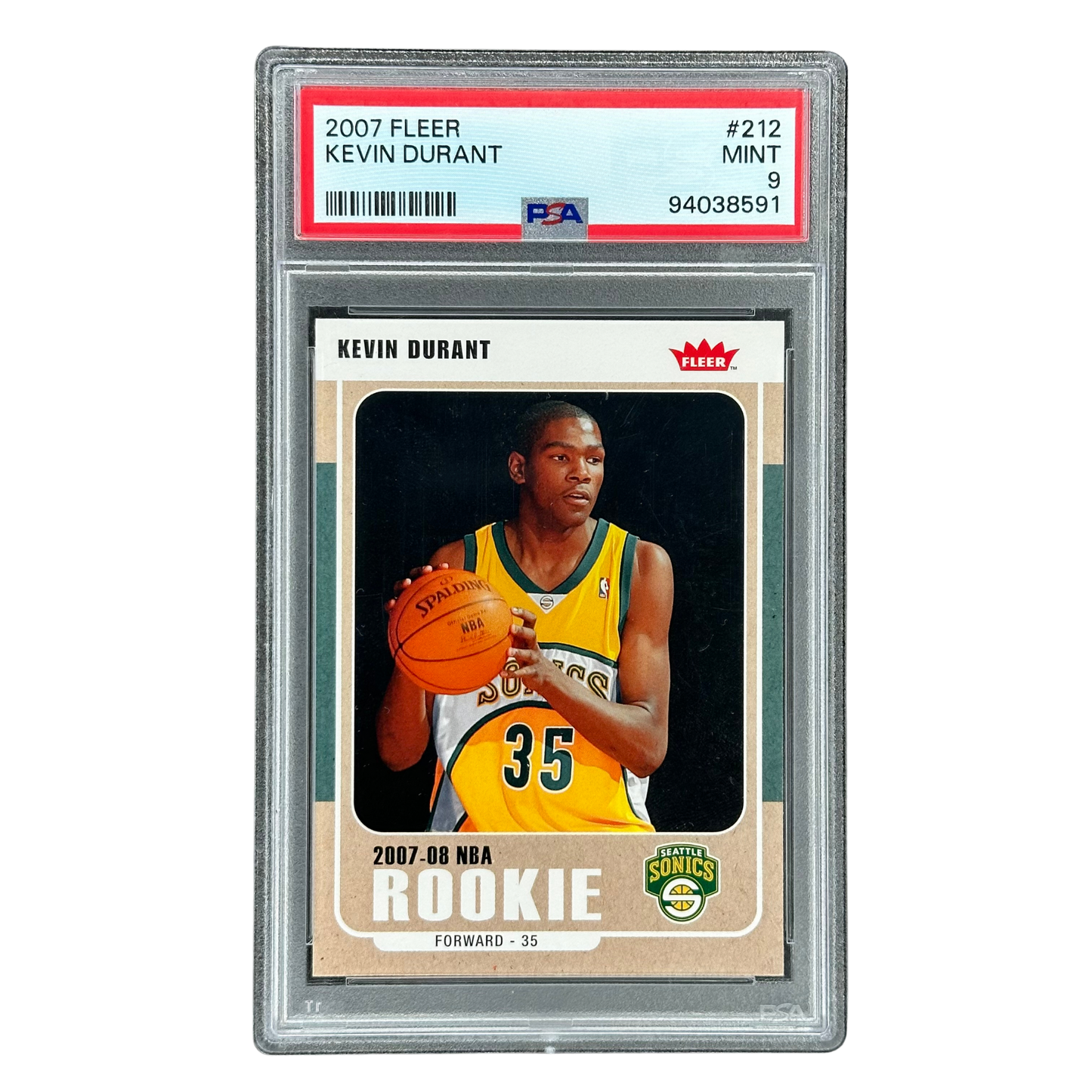 Kevin Durant 2007 Fleer RC Rookie Card PSA 9 #212