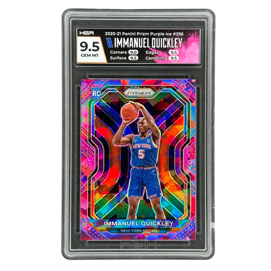 Immanuel Quickley 2020-21 Prizm Purple Ice 40/175 RC Rookie Card HGA 9.5 #296