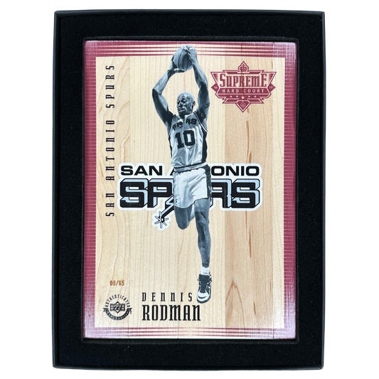 Dennis Rodman 2016 Upper Deck Supreme Hard Court 8/65 Authentic Game Used Floor Card #BW-DE