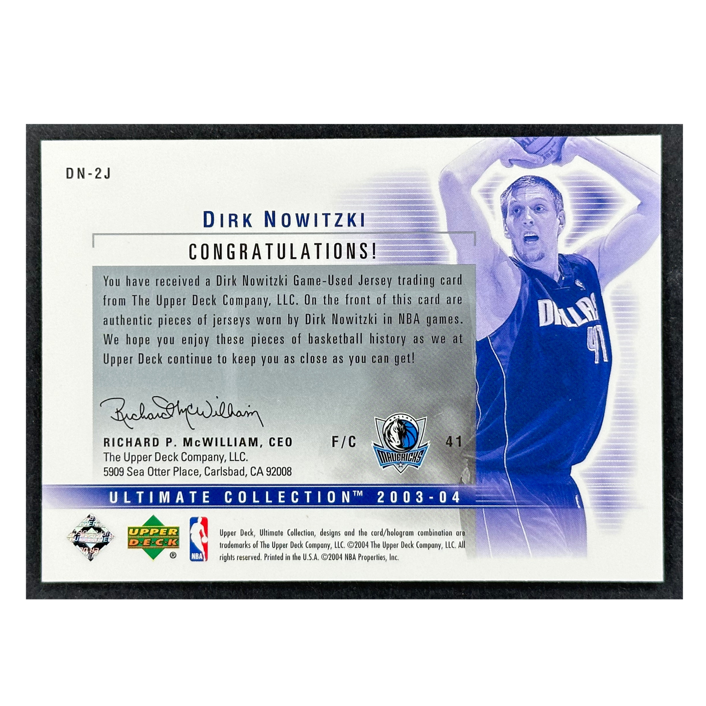 Dirk Nowitzki 2003-04 Upper Deck Ultimate Collection Dual Game Jersey 38/100 #DN-2J