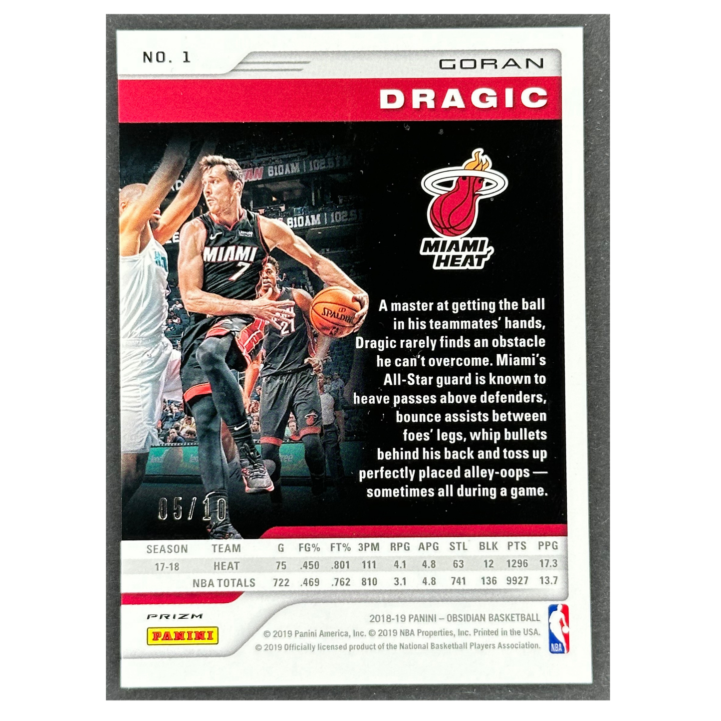 Goran Dragic 2018 Obsidian Gold 5/10 #1