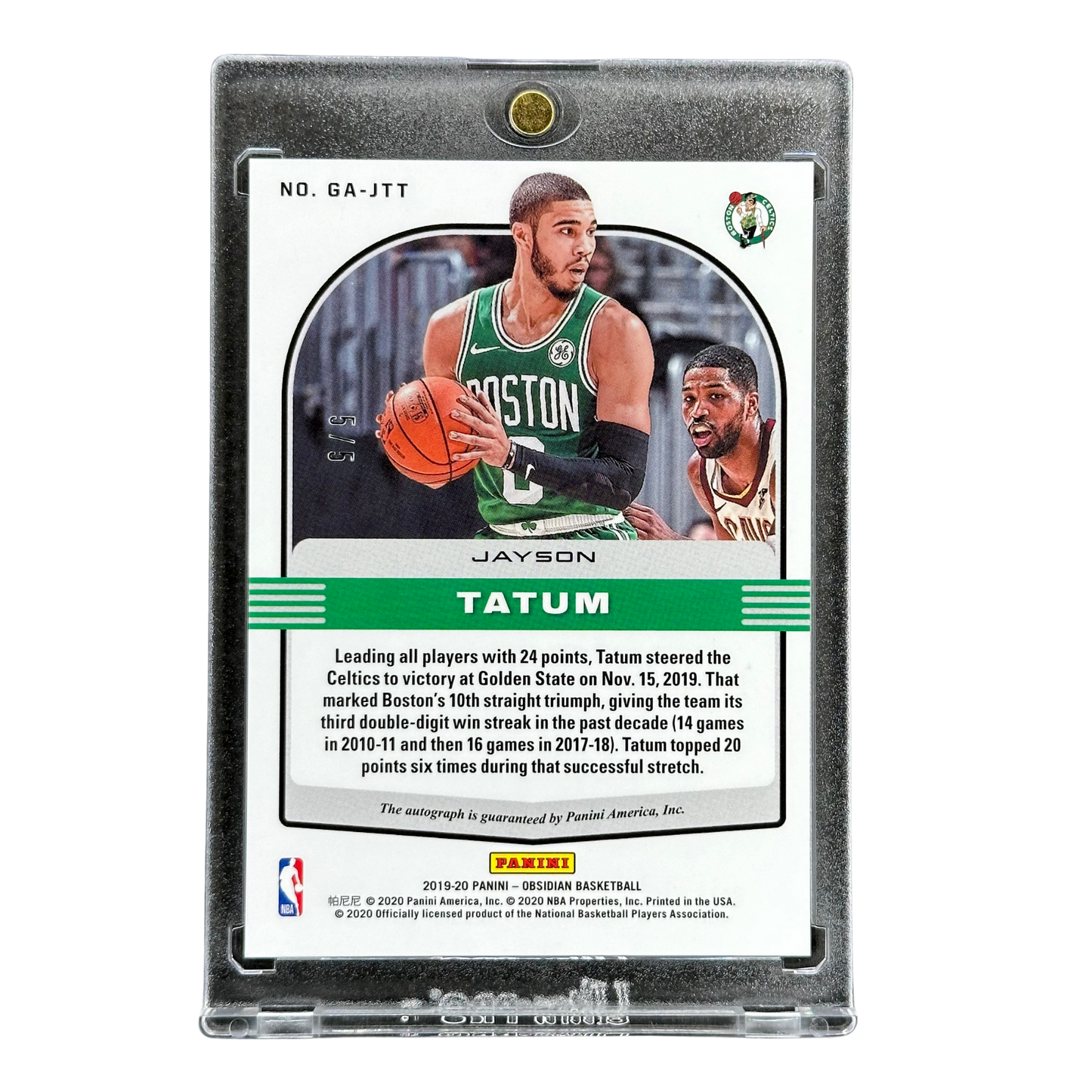 Jayson Tatum 2019 Obsidian Galaxy Auto 5/5 #GA-JTT