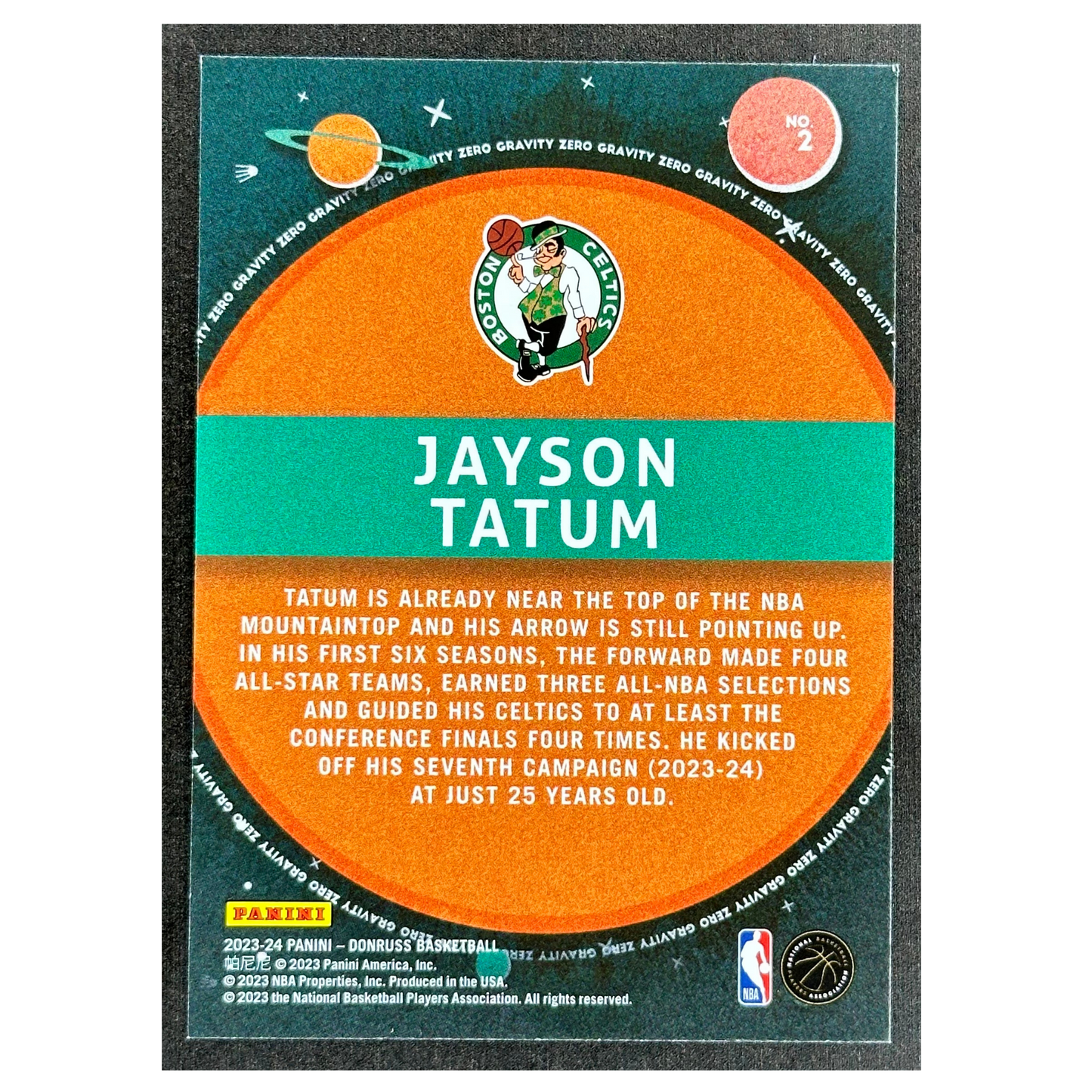 Jayson Tatum 2023 Donruss Zero Gravity Diamond #2