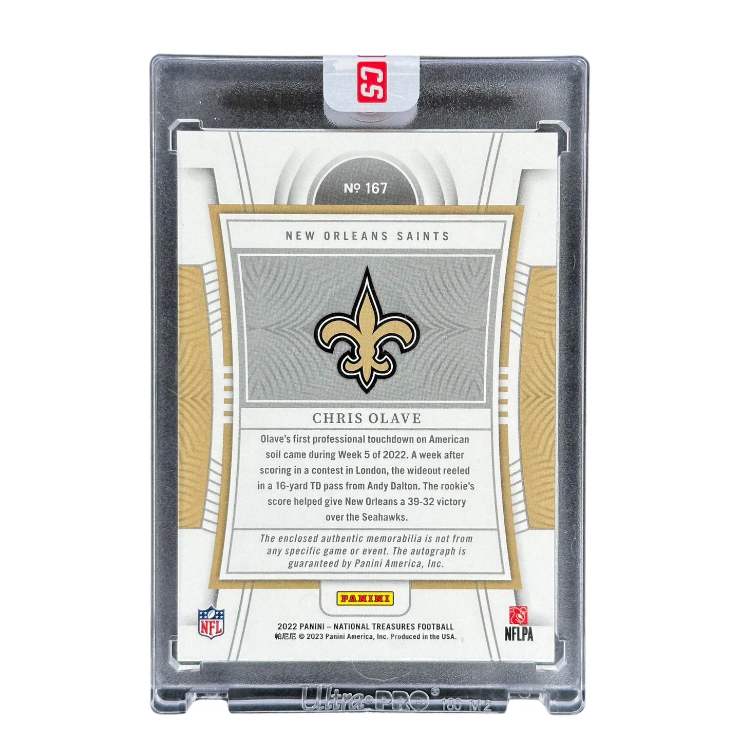 Chris Olave 2022 National Treasures Midnight 8/20 RPA Rookie Patch Auto Panini Sealed #167