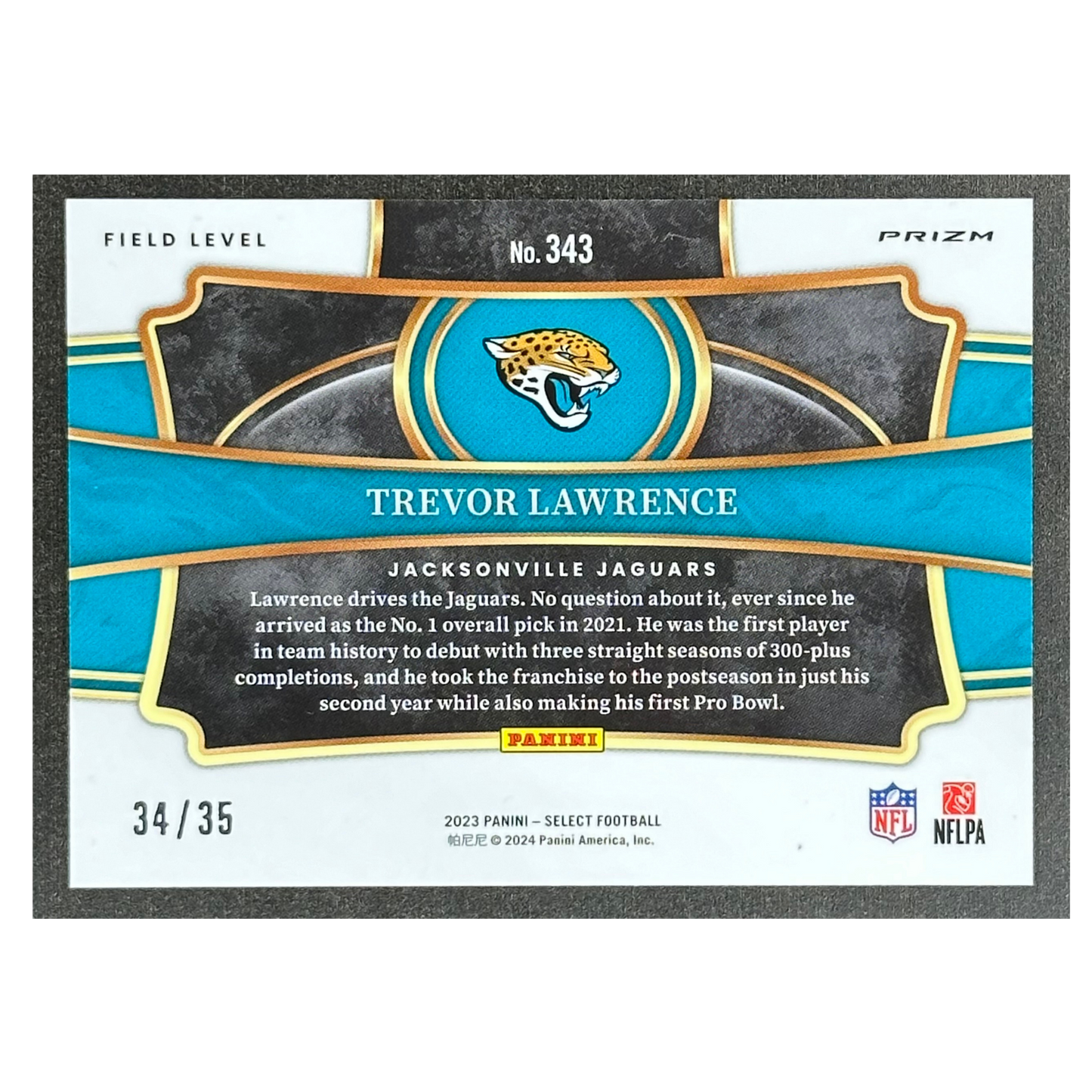 Trevor Lawrence 2023 Select Field Level White 34/35 #343