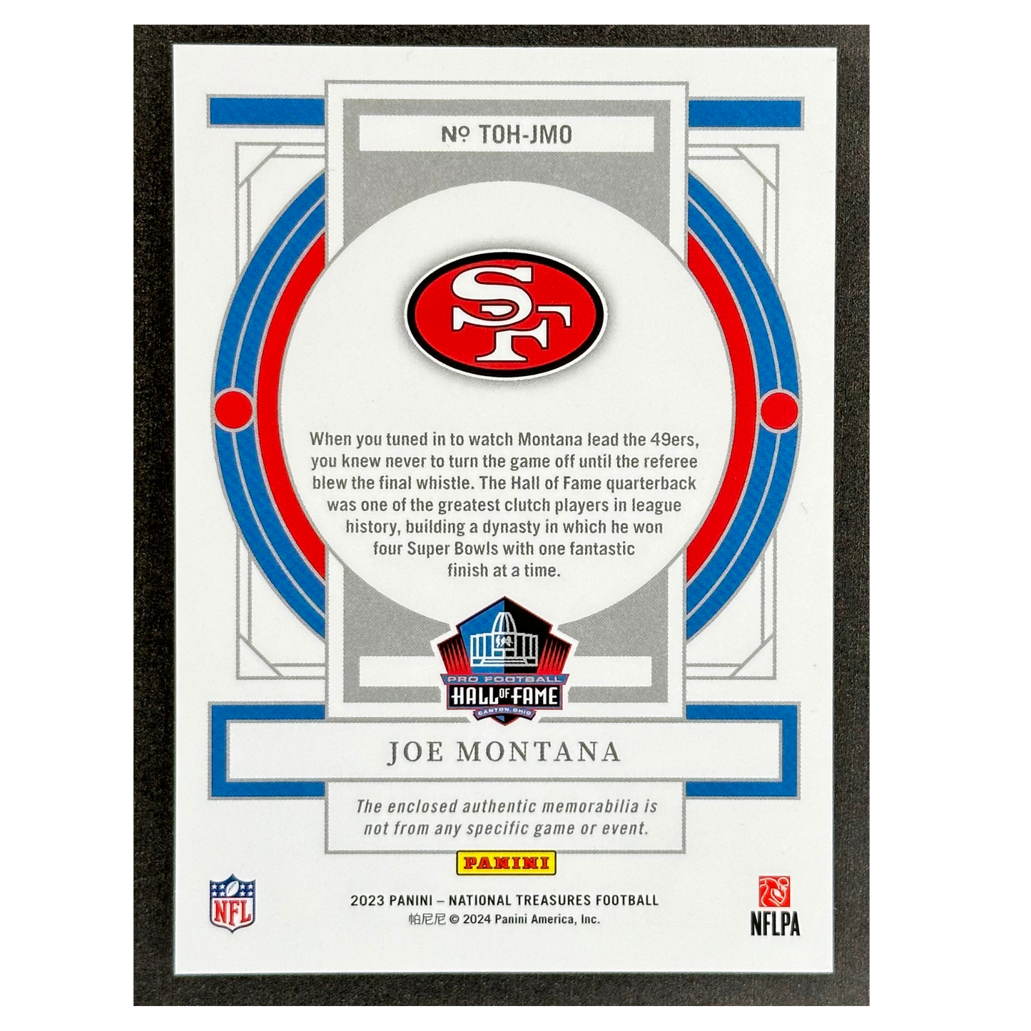 Joe Montana 2023 National Treasures of the Hall Dual Jersey 10/25 #TOH-JMO