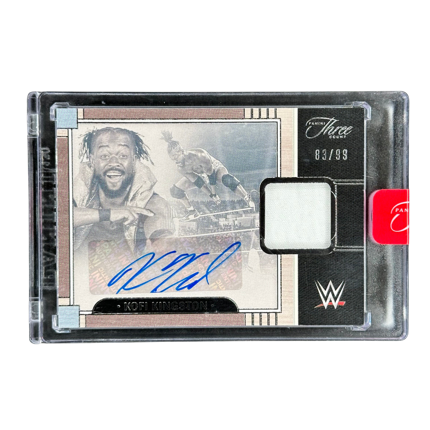 Kofi Kingston 2024 Three Count 83/99 Auto Memorabilia Panini Sealed #PM-KKG