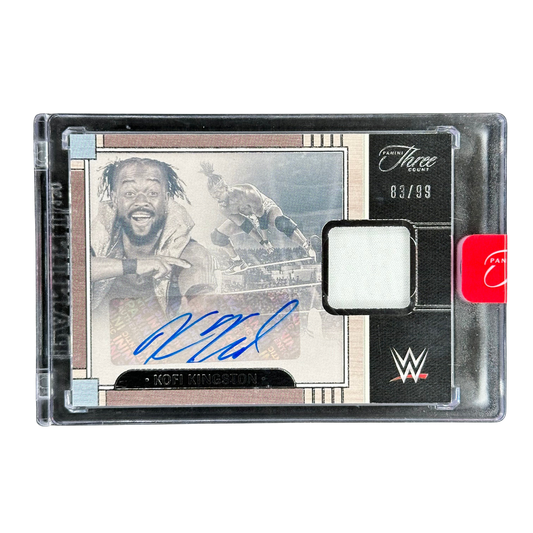 Kofi Kingston 2024 Three Count 83/99 Auto Memorabilia Panini Sealed #PM-KKG