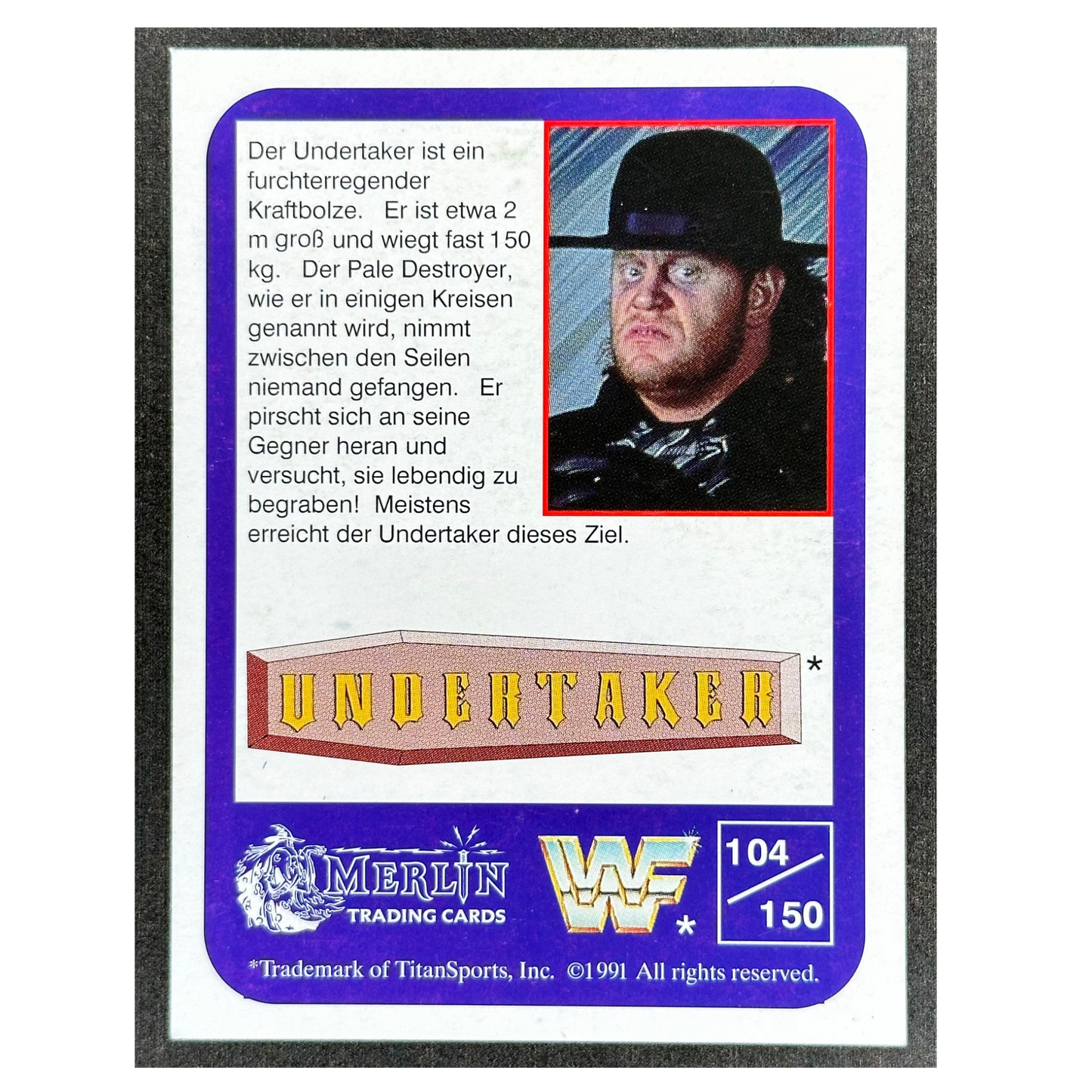 The Undertaker 1991 WWF Merlin #104