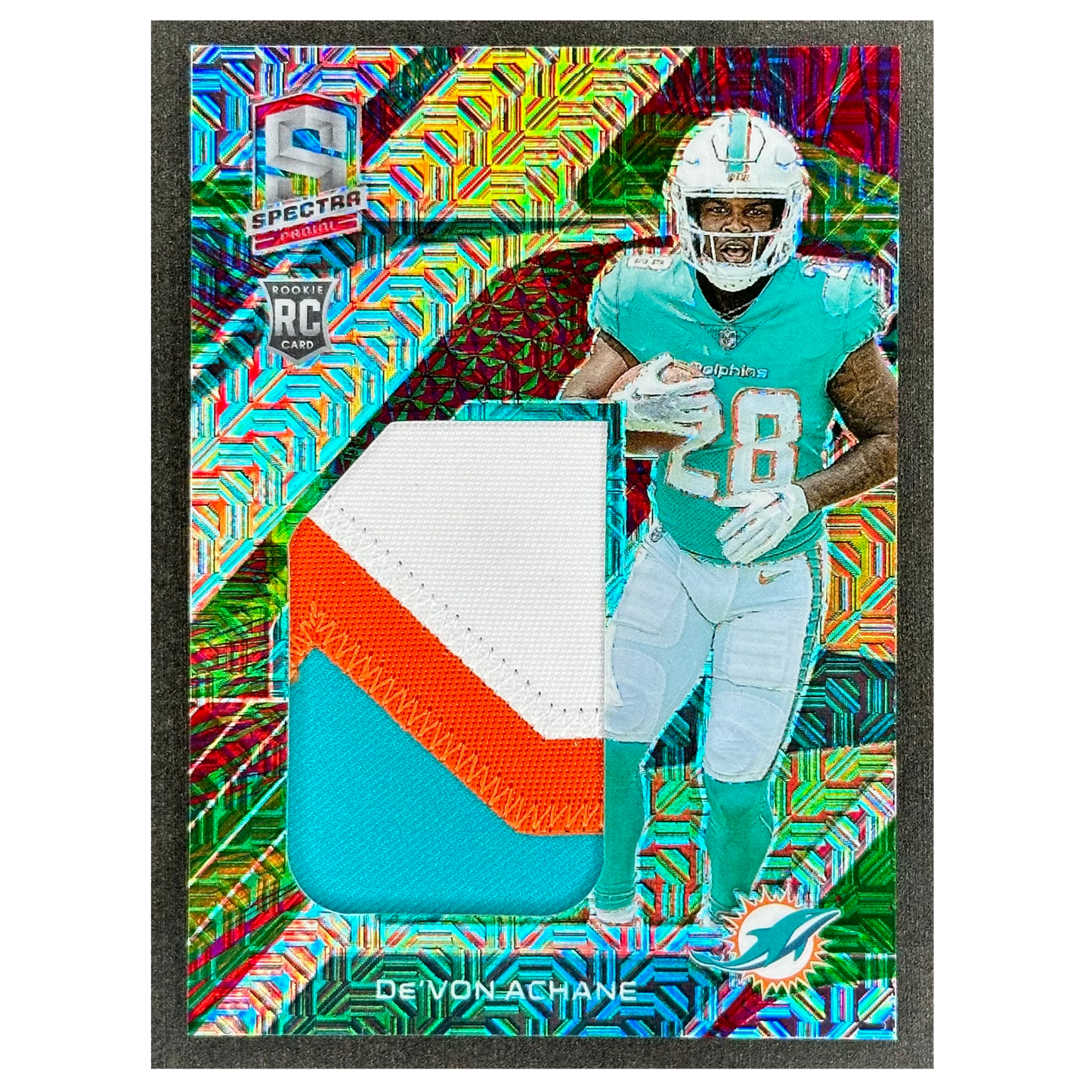 De‘Von Achane 2023 Spectra RC Rookie Card Patch 18/25 #MME-DEA