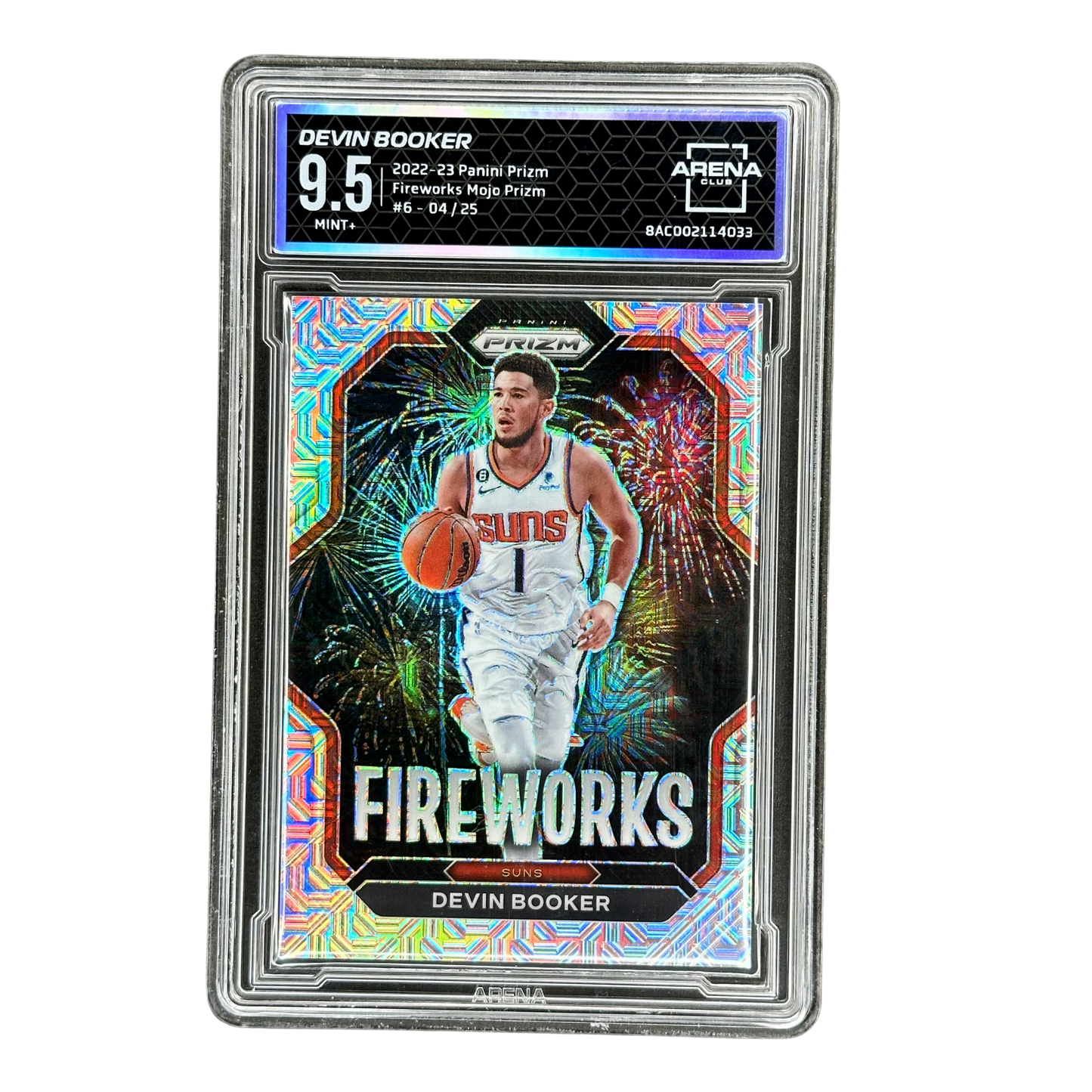 Devin Booker 2022 Prizm Fireworks Mojo 4/25 Arena Club 9.5 #6