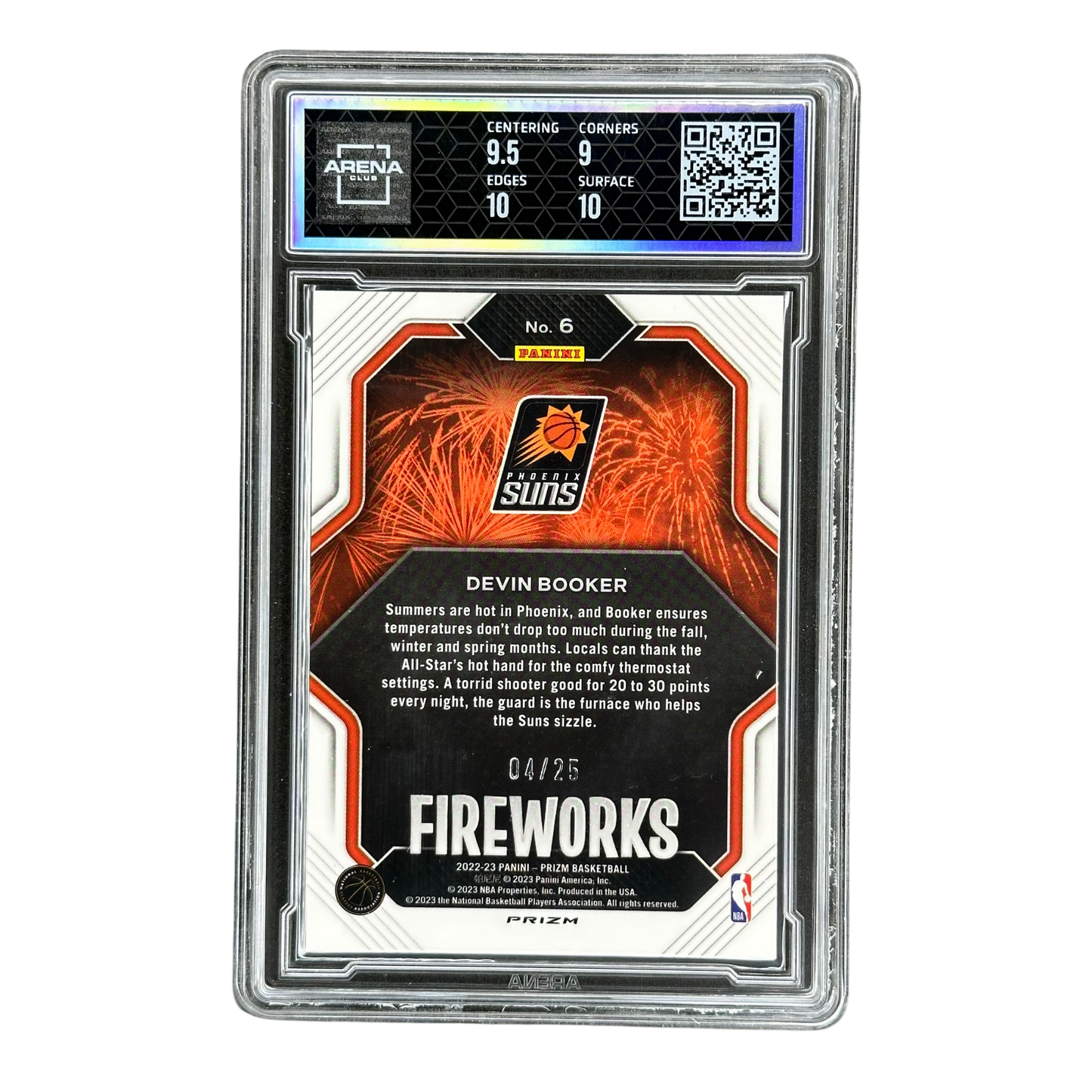 Devin Booker 2022 Prizm Fireworks Mojo 4/25 Arena Club 9.5 #6