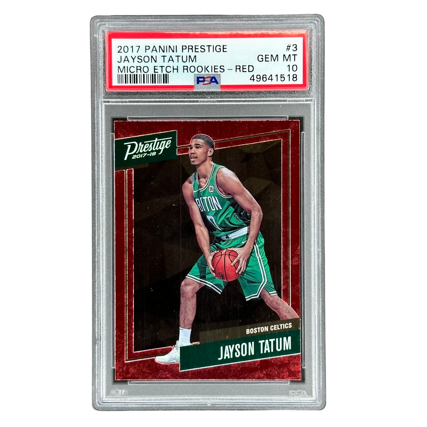 Jayson Tatum 2017 Prestige Micro Etch Rookies Red PSA 10 #3