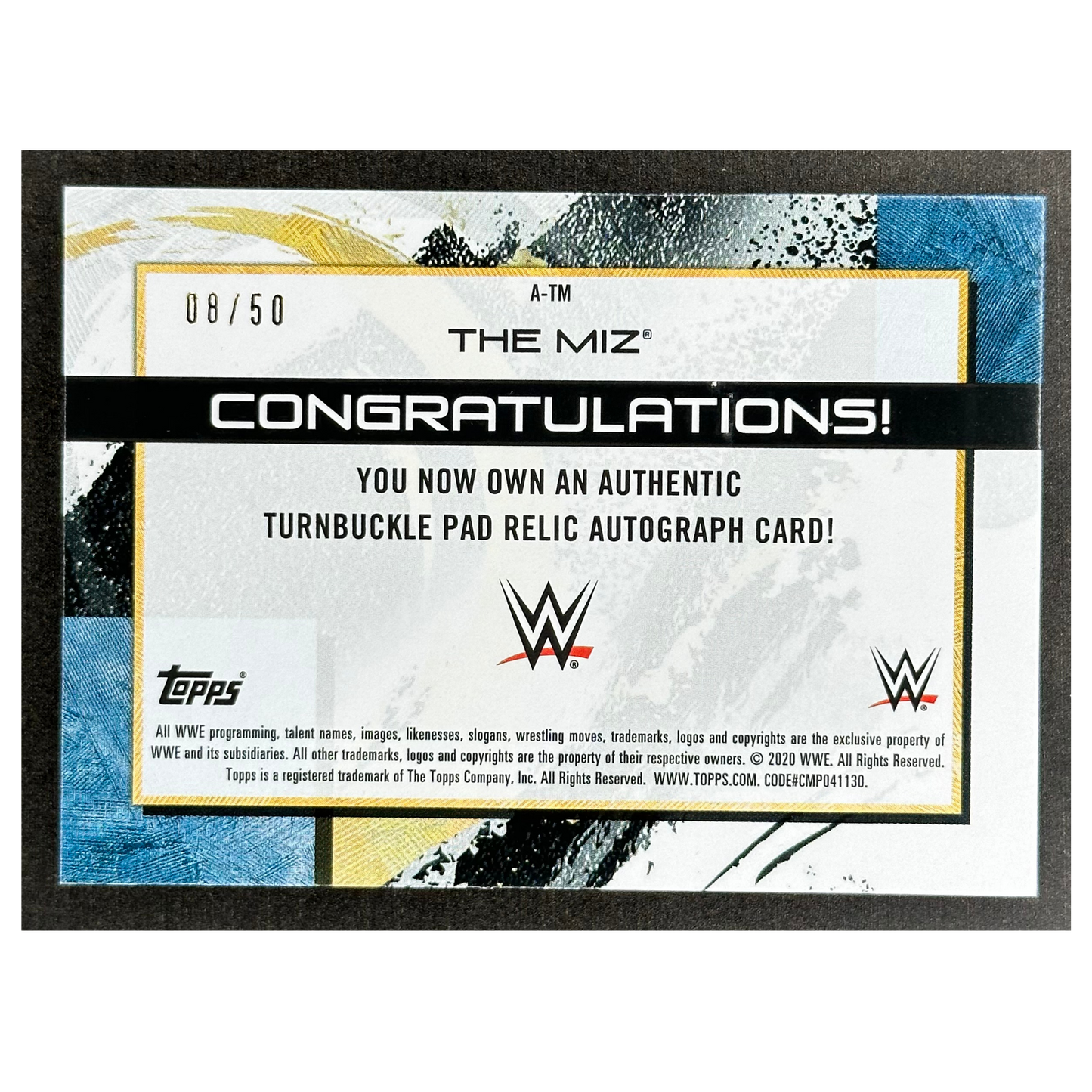 The Miz 2020 Topps Turnbuckle Relic Auto 8/50 #A-TM