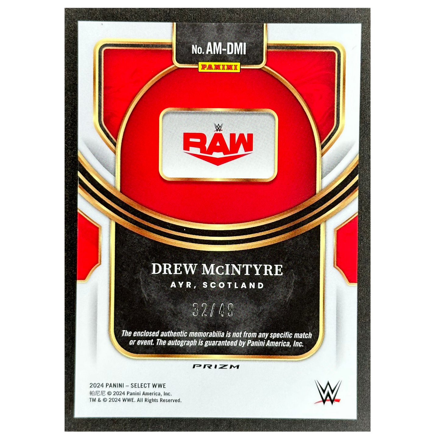 Drew McIntyre 2024 Select Memorabilia Auto 32/49 #AM-DMI