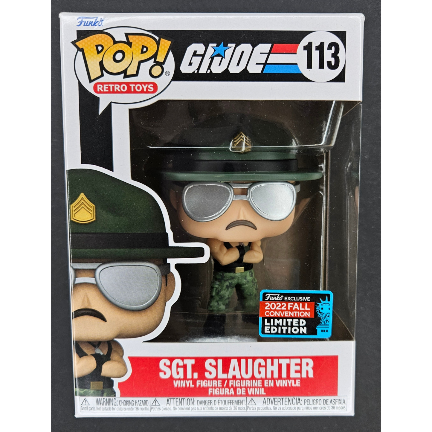 SGT. Slaughter Funko Pop! Retro Toys GIJoe #113 2022 Fall Convention Limited Edition